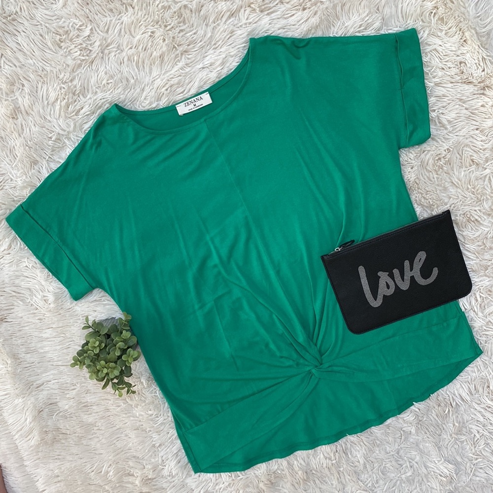 Zenana Twist Hem Dolman Top 💗 Green